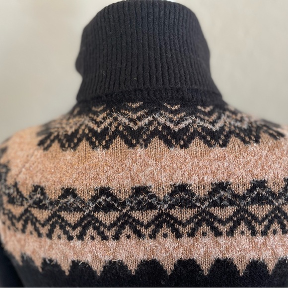 SALE - NWT Ann Taylor Black Nordic Fair Isle Turtleneck Sweater, Size “XS” - Picture 6 of 8